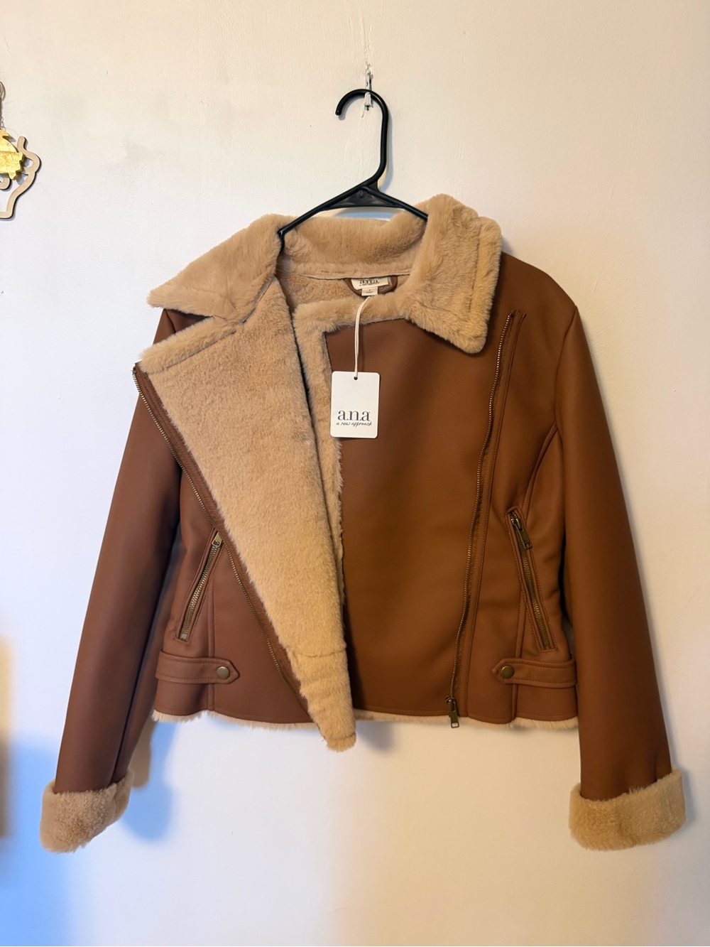 a.n.a Women’s Fur Lined Leather Jacket